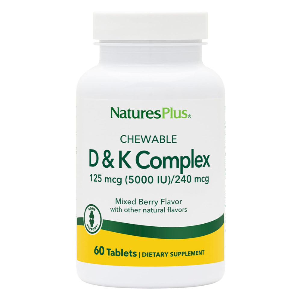 Natures Plus D & K Complex 60 Mixed Berry Chewables bottle label