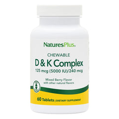 Natures Plus D & K Complex 60 Mixed Berry Chewables bottle label