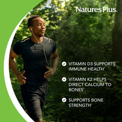 Supplement facts panel for Natures Plus D & K Complex