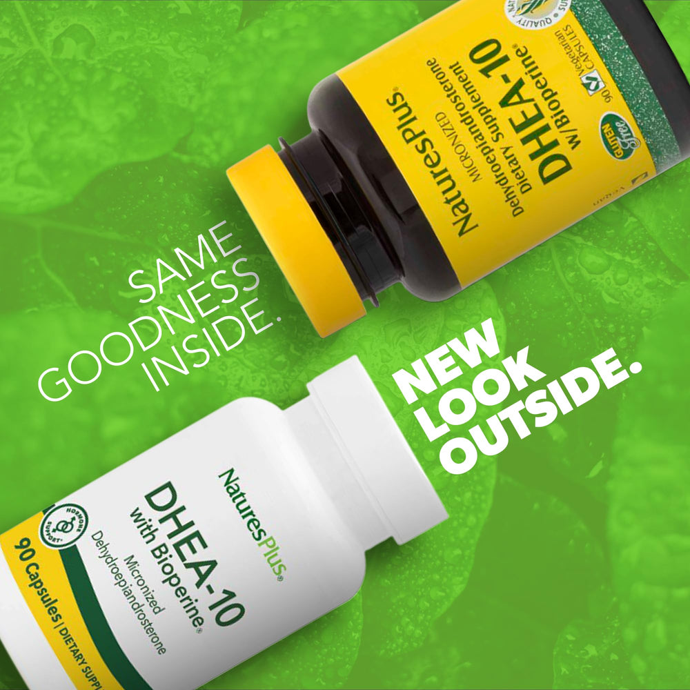 Natures Plus DHEA 10 with Bioperine label details