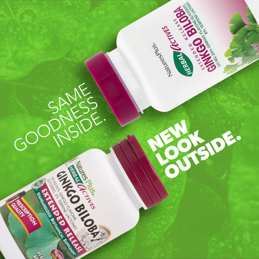 Ginkgo Biloba capsules showing 100 mg extract with standardization 24% flavone-glycosides and 6% terpene lactones