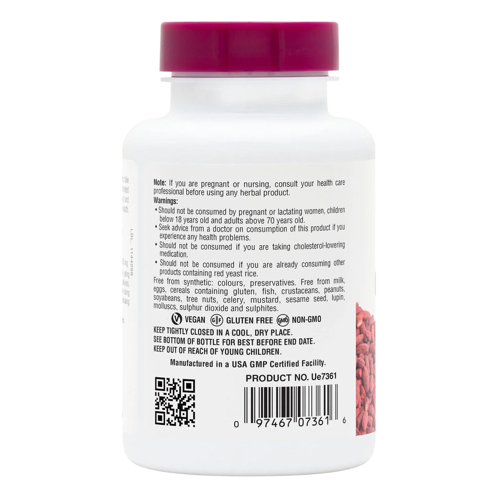 Supplement facts panel for Red Yeast Rice extended-release tablet