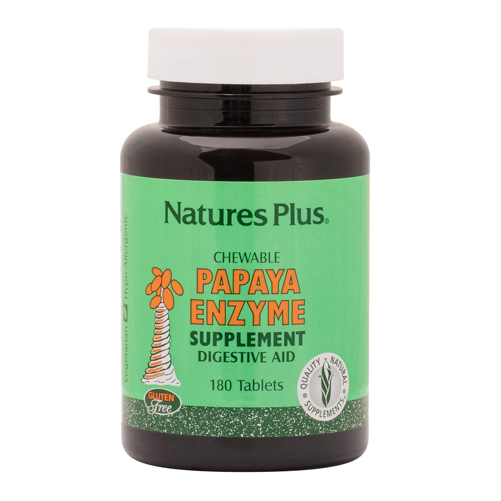 Natures Plus Papaya Enzyme chewable tablets bottle front view