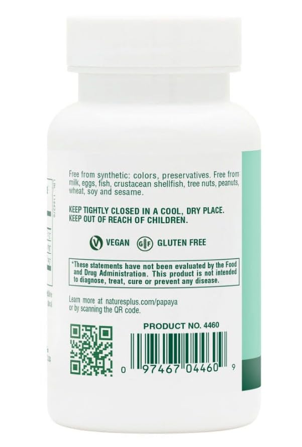 Natures Plus Papaya Enzyme bottle with tablets