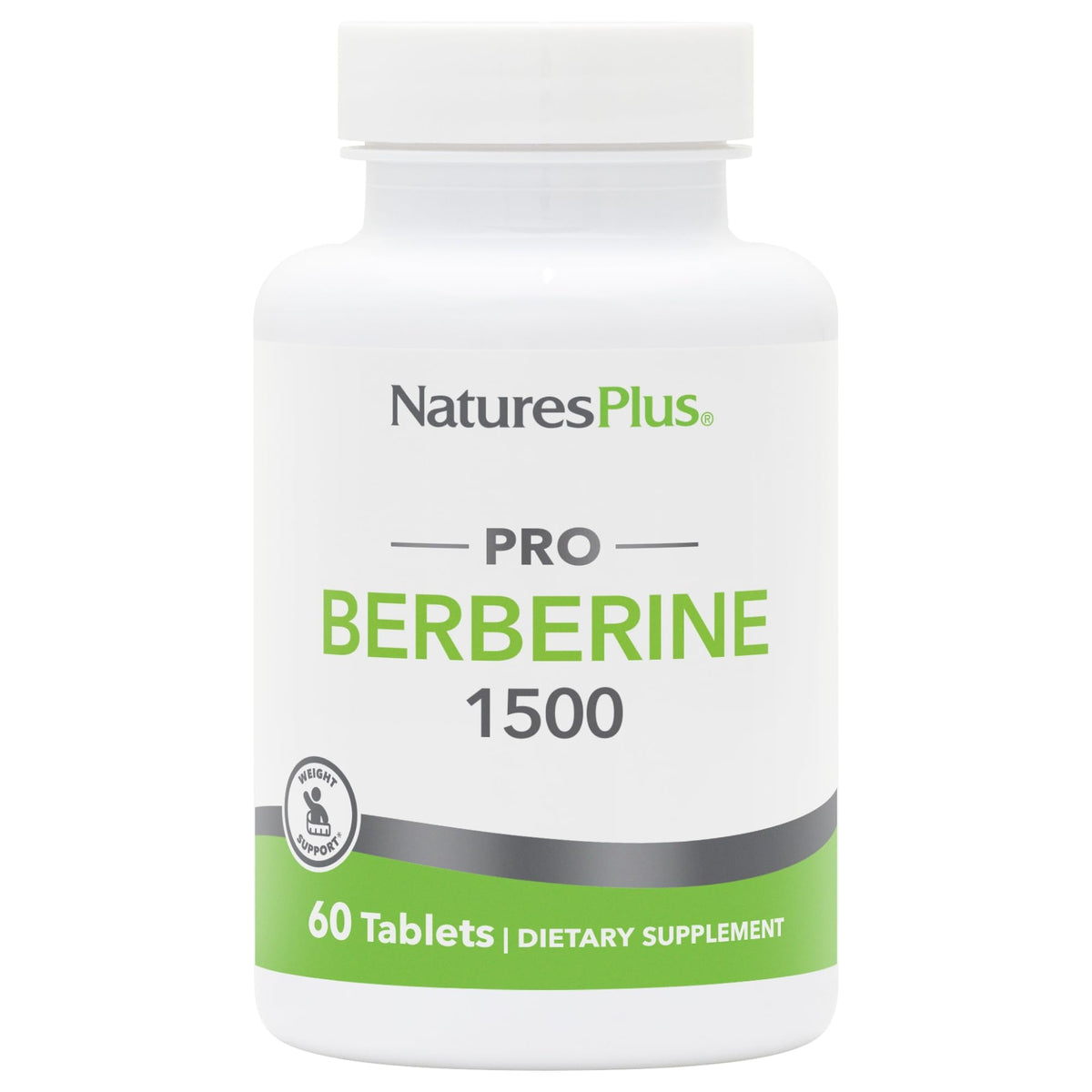 Front view of Natures Plus PRO Berberine 1500 mg bottle