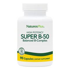 Front view of Natures Plus Super B50-90 bottle with label