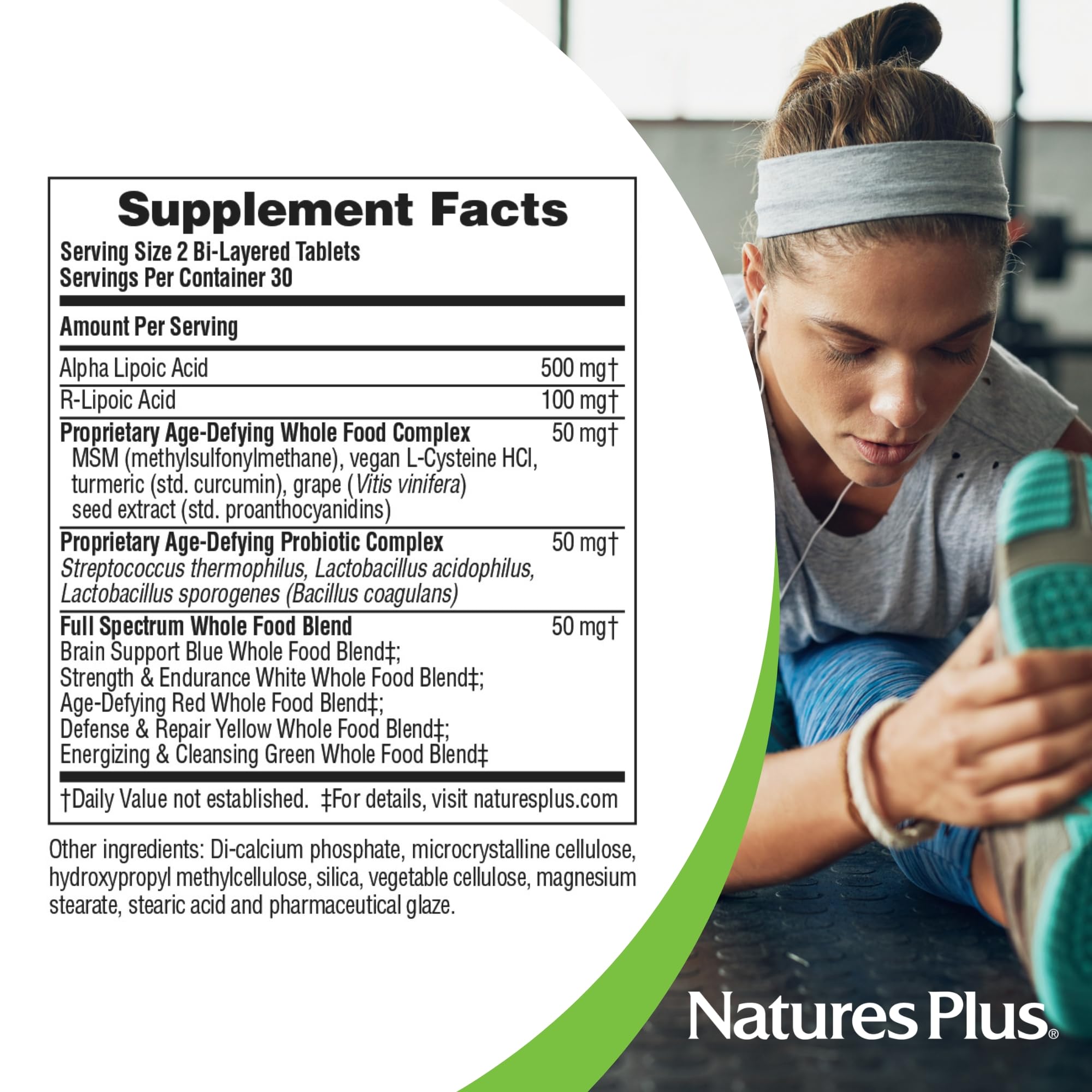 MSM, NAC, turmeric and grape seed extract illustration for Ultra Lipoic ingredients.
