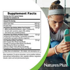 MSM, NAC, turmeric and grape seed extract illustration for Ultra Lipoic ingredients.