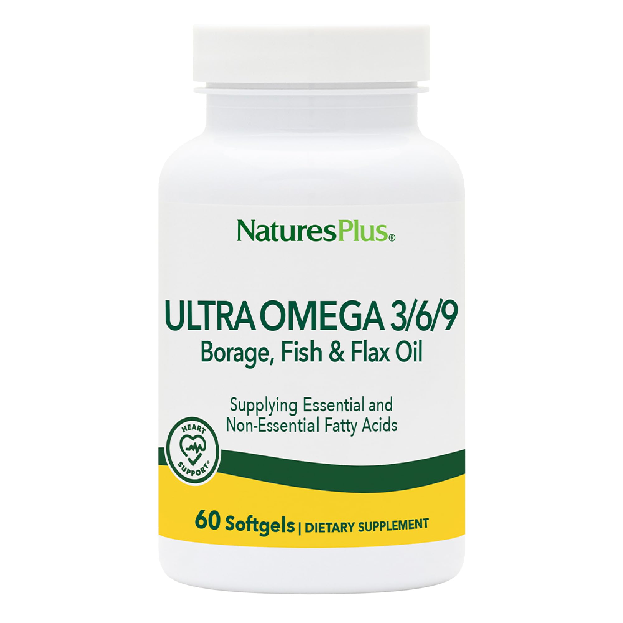 Bottle of Natures Plus Ultra Omega 3 6 9 1200 mg 60 softgels