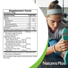 Ultra Omega 3-6-9 bottle label featuring Borage, Fish and Flax Oil