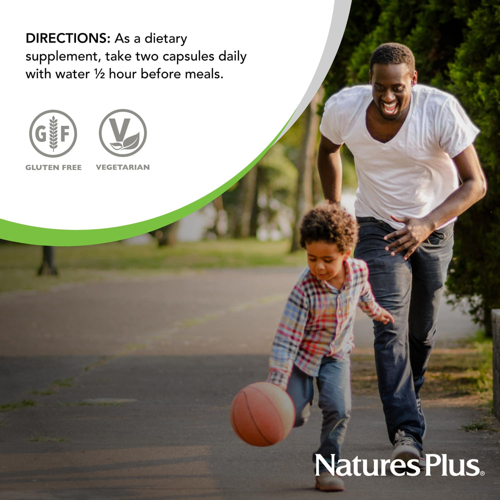 Lifestyle image of health-conscious adults with Natures Plus Ultra capsules
