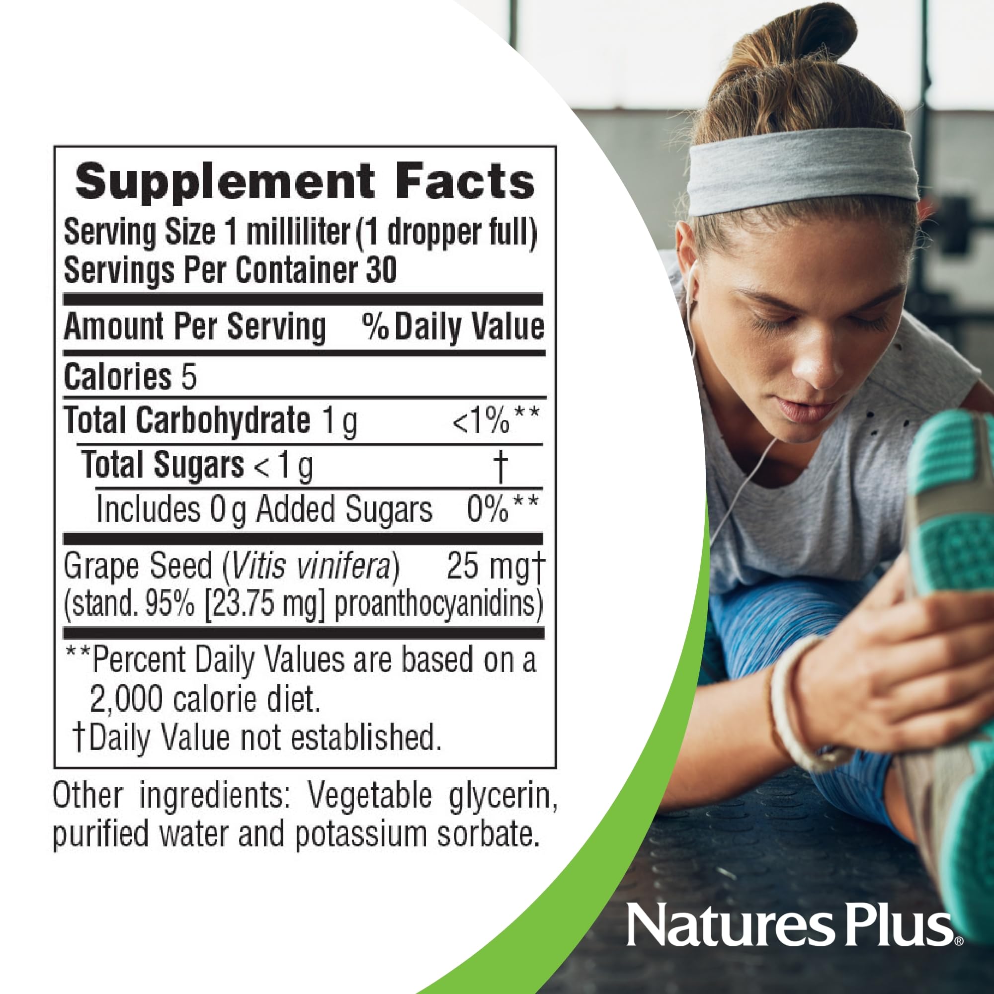 Vegan drops and gluten-free icons for Natures Plus product