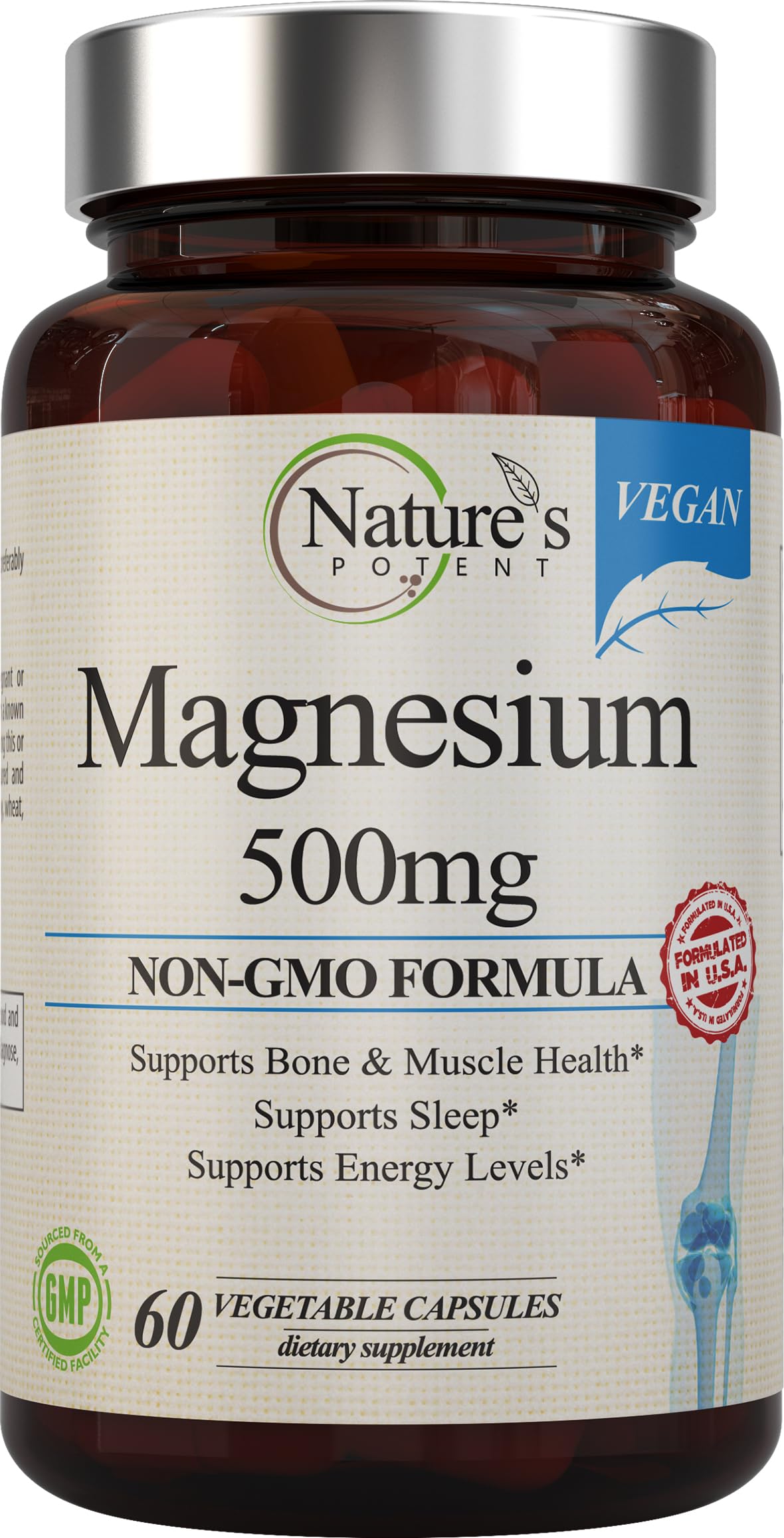 Nature's Potent Magnesium 500mg capsules with citrate and oxide — USA-made