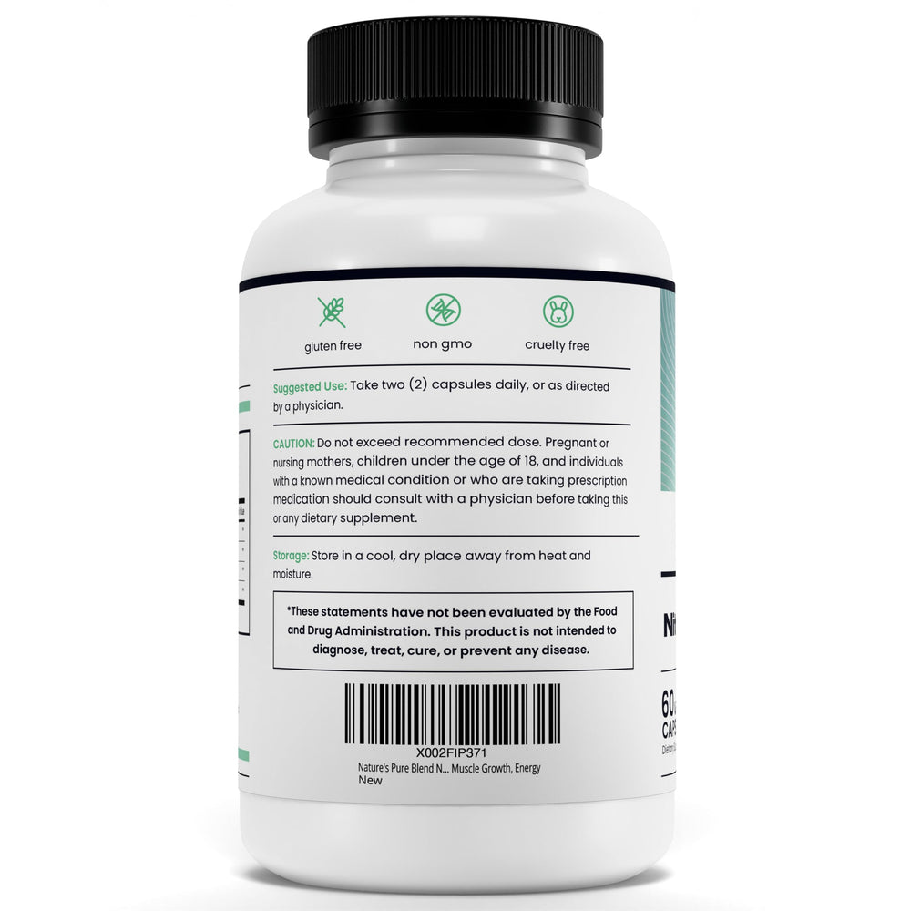 Nature's Pure Blend Nitric Oxide visual with ingredients suggesting circulatory support