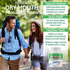 Close-up of XyliDENT dry mouth tablets showing mint flavor
