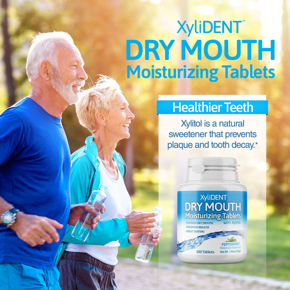 Peppermint-flavored XyliDENT tablets with fresh breath concept