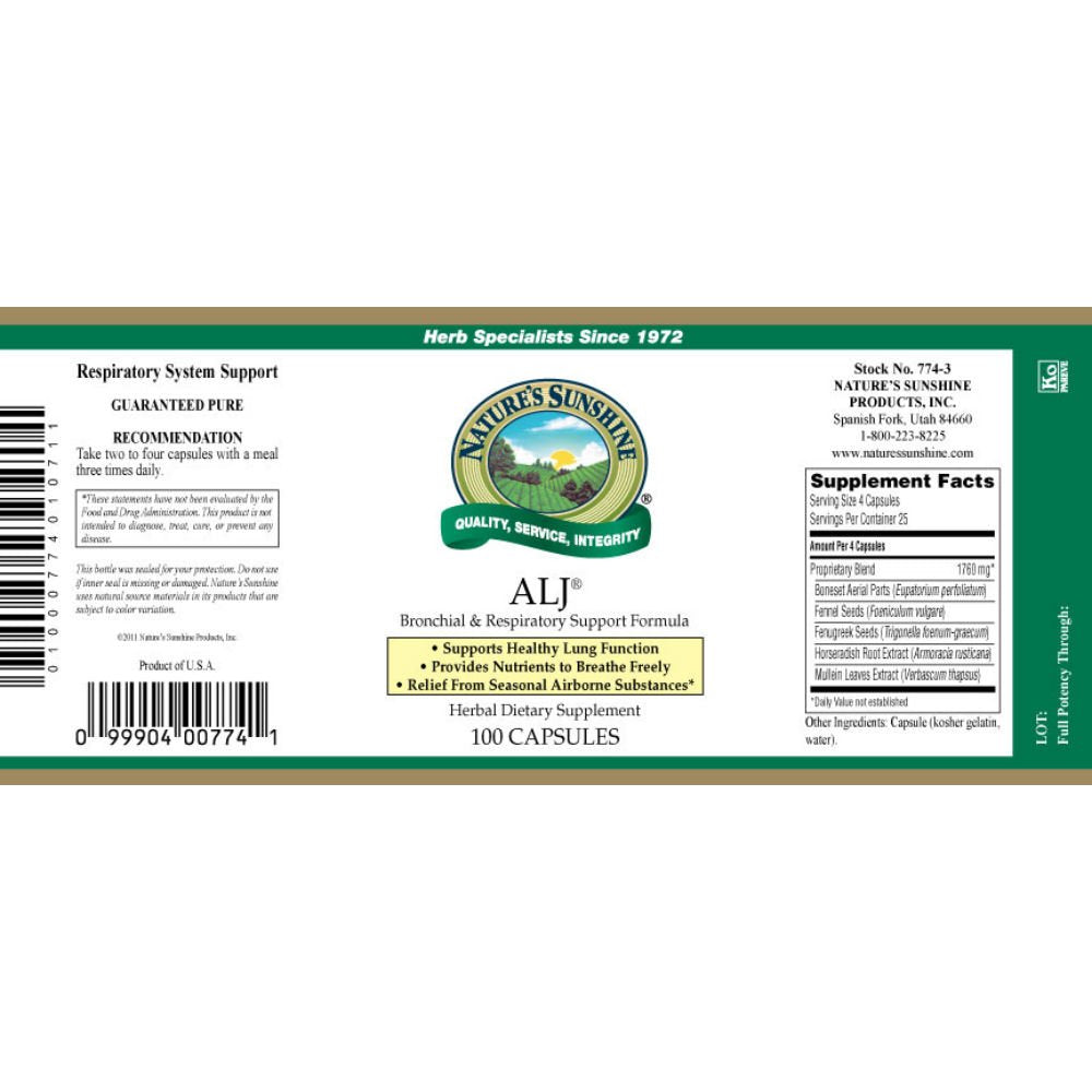 ALJ Vegicaps bottle label close-up