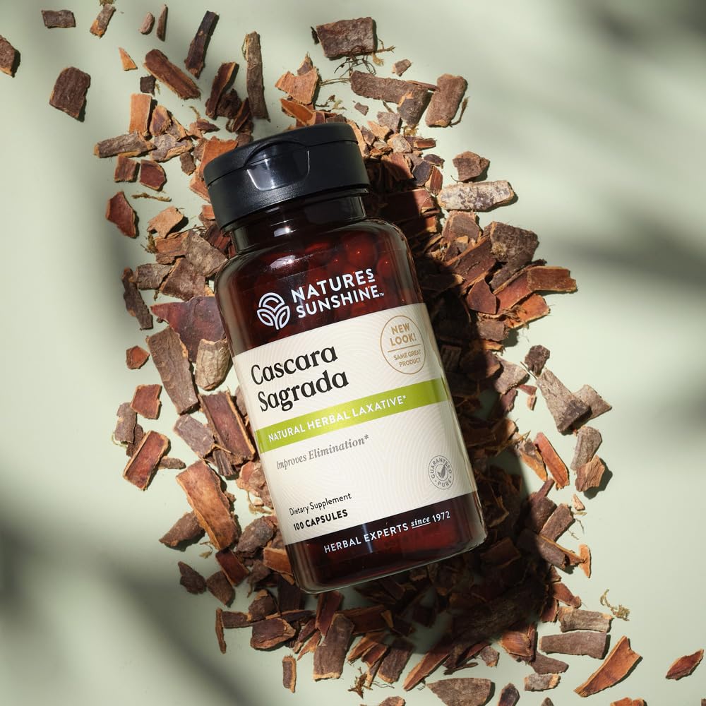 Nature's Sunshine Cascara Sagrada capsules ingredients list on label.