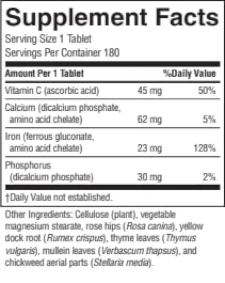 Front view of Nature's Sunshine Iron-Chelated bottle packaging