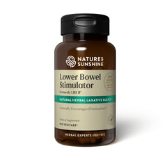 Nature's Sunshine Lower Bowel Stimulator bottle front highlighting natural herbal cleanse support