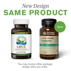 Nature's Sunshine Lower Bowel Stimulator on shelf implying trusted herbal brand