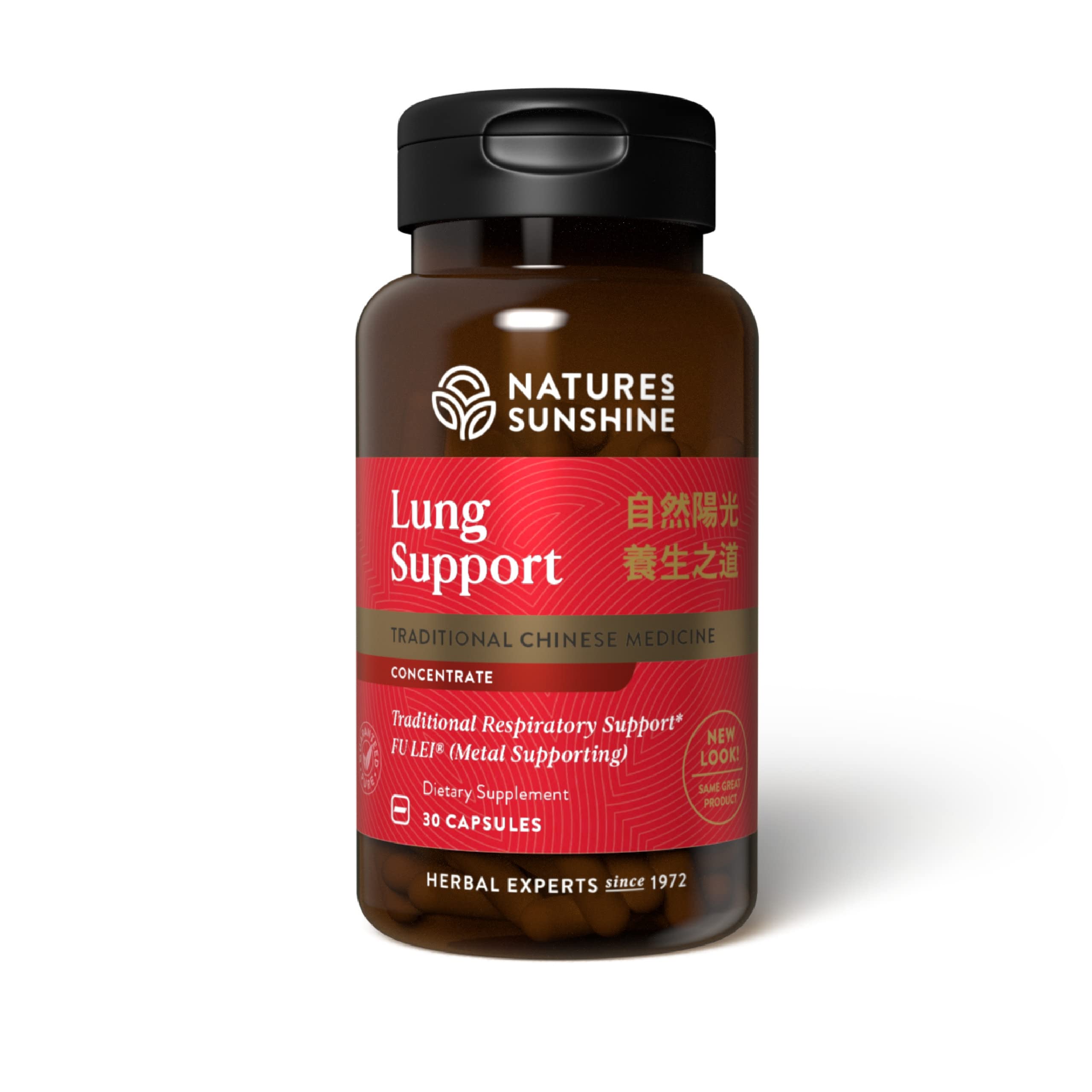 Bottle of Nature's Sunshine Lung Support Chinese TCM Concentrate with 30 capsules