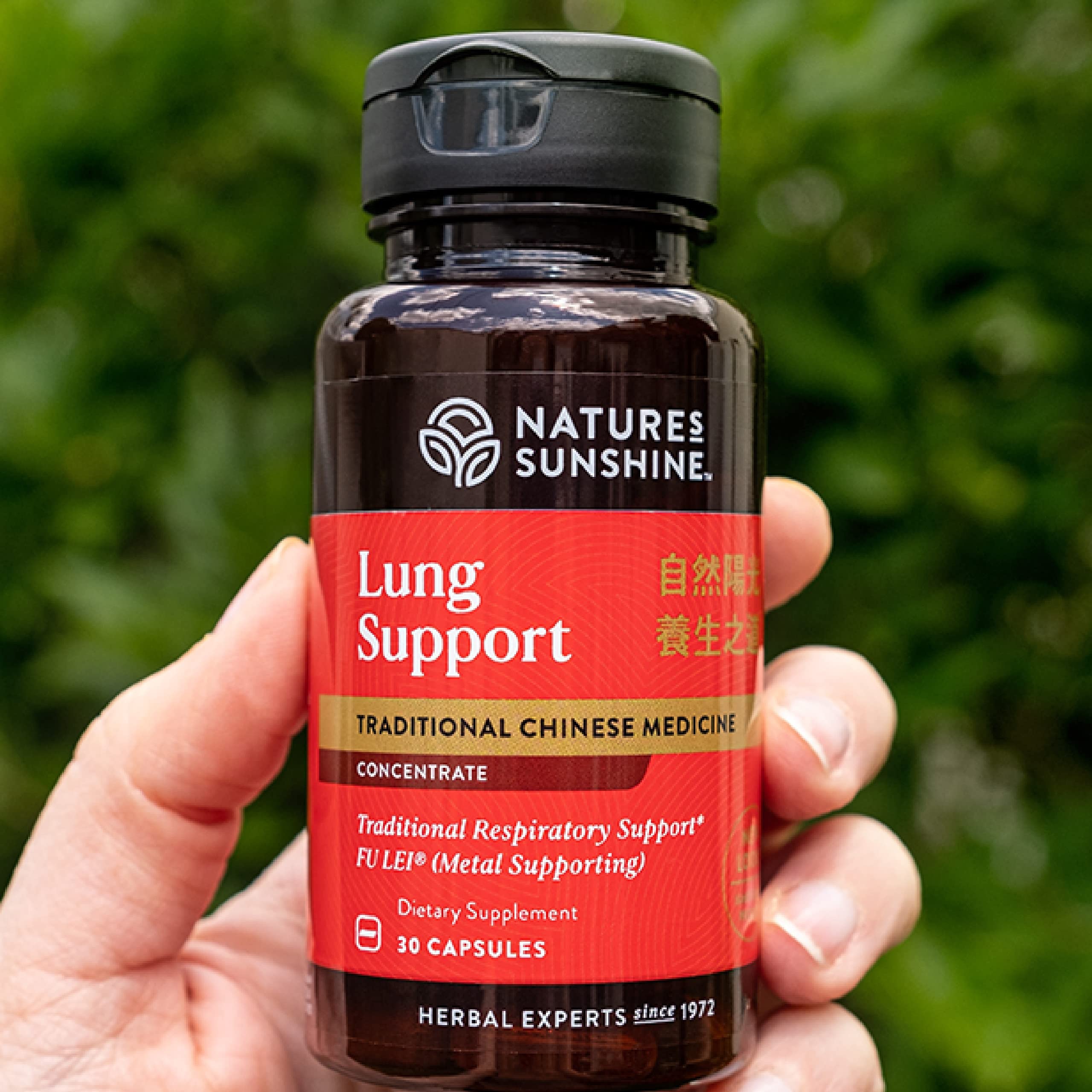 Close-up of Lung Support product label