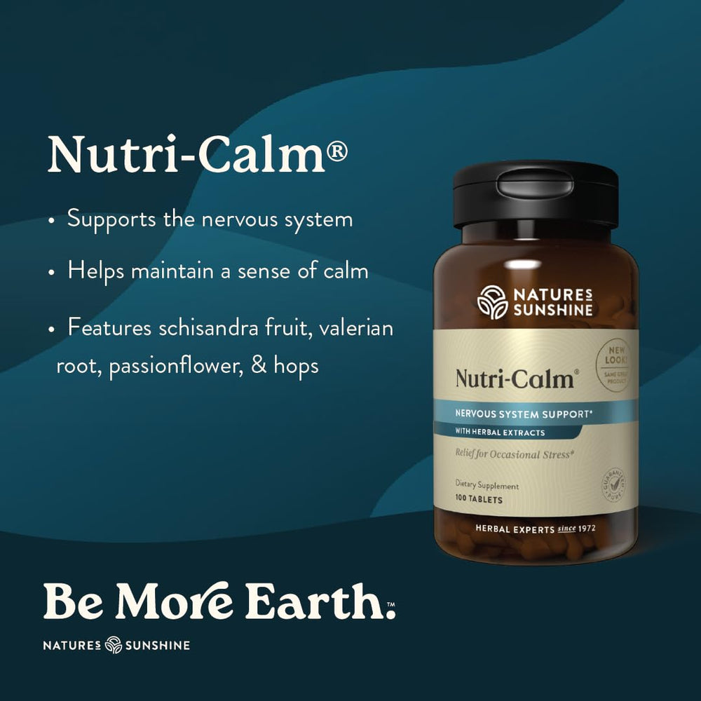 Nature's Sunshine Nutri-Calm label close-up showing the herbal blend.
