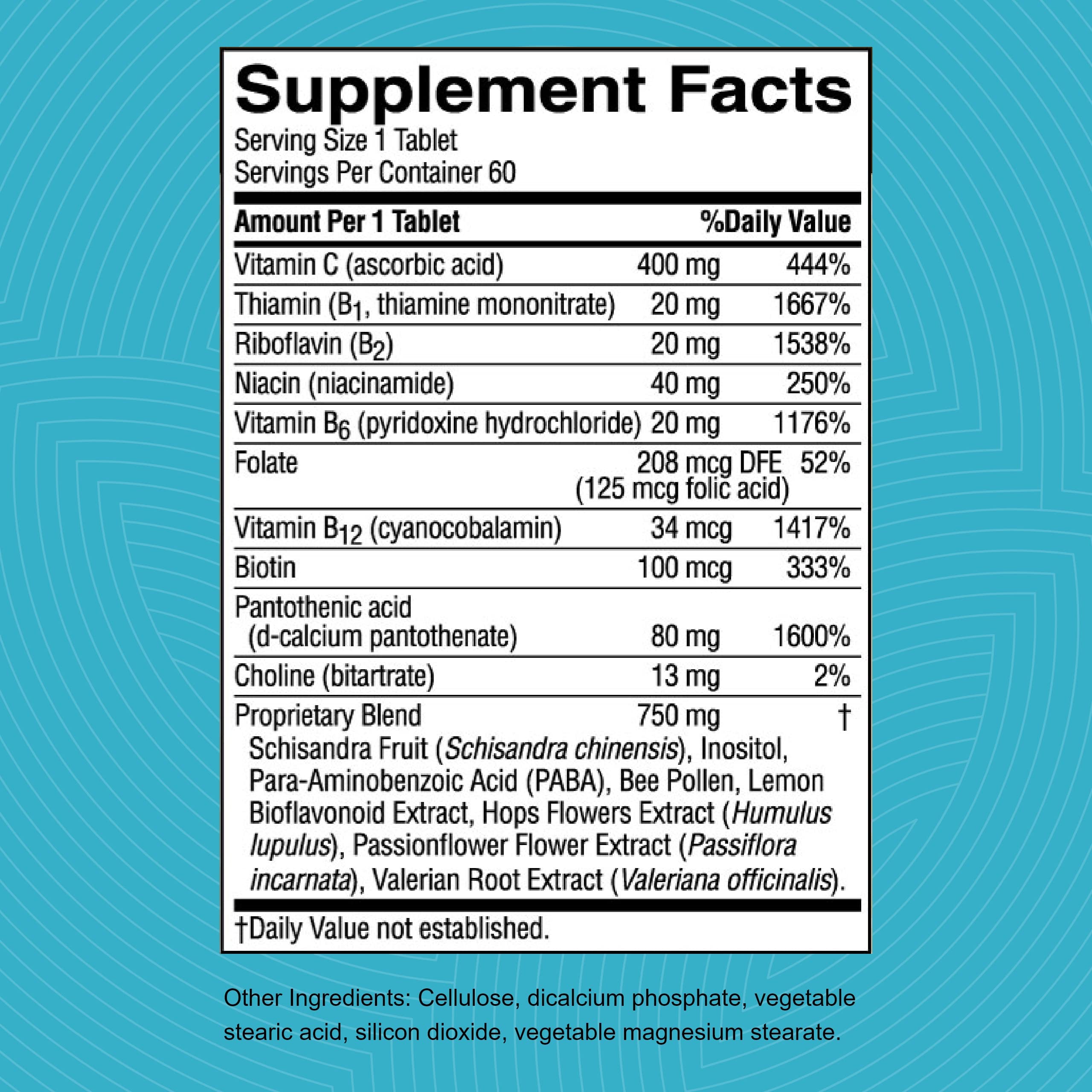 Nutri-Calm label front highlights calming formulation for peaceful focus.