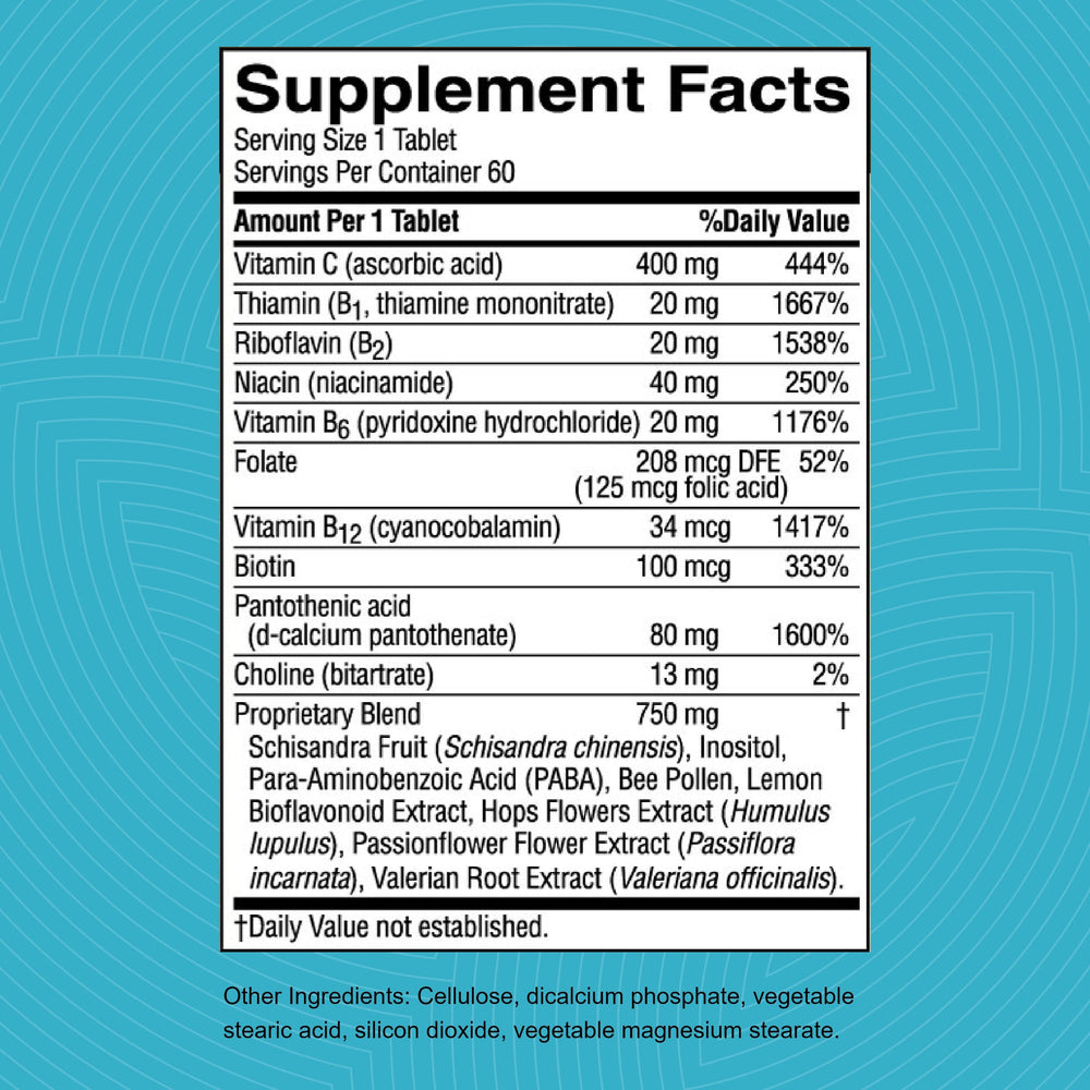 Nutri-Calm label front highlights calming formulation for peaceful focus.