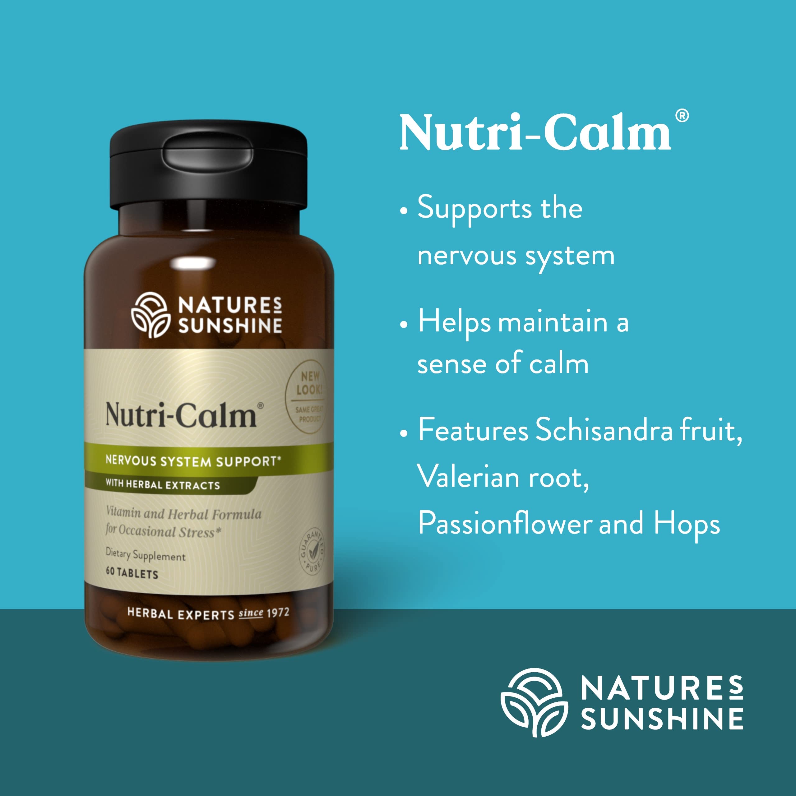 Packaging display featuring Nutri-Calm suggests a simple daily calm routine.