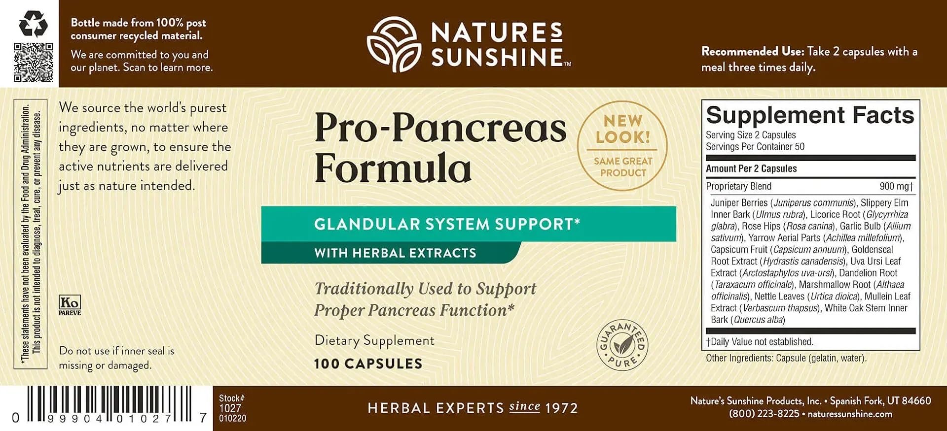 Kosher-certified Nature's Sunshine Pro-Pancreas packaging