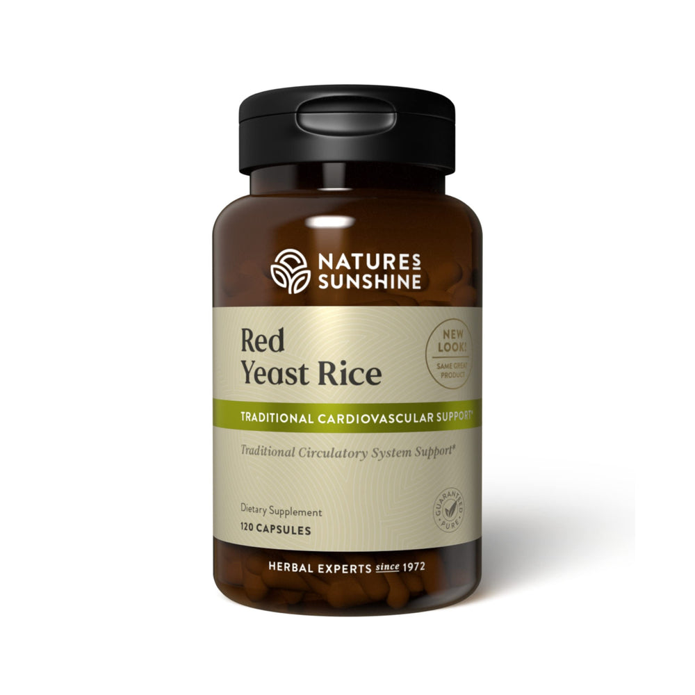 Bottle of Nature's Sunshine Red Yeast Rice 120 capsules with Kosher label