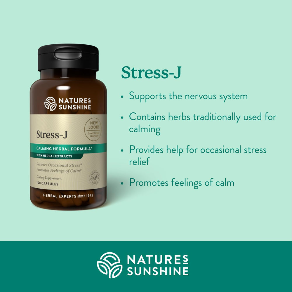 Close-up of Stress-J 100 Capsules bottle label