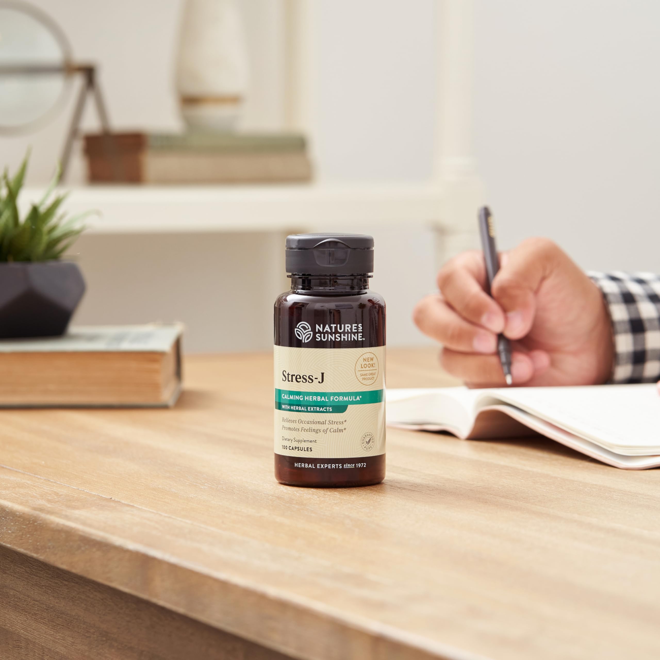 Side view of Nature's Sunshine Stress-J 100 Capsules bottle