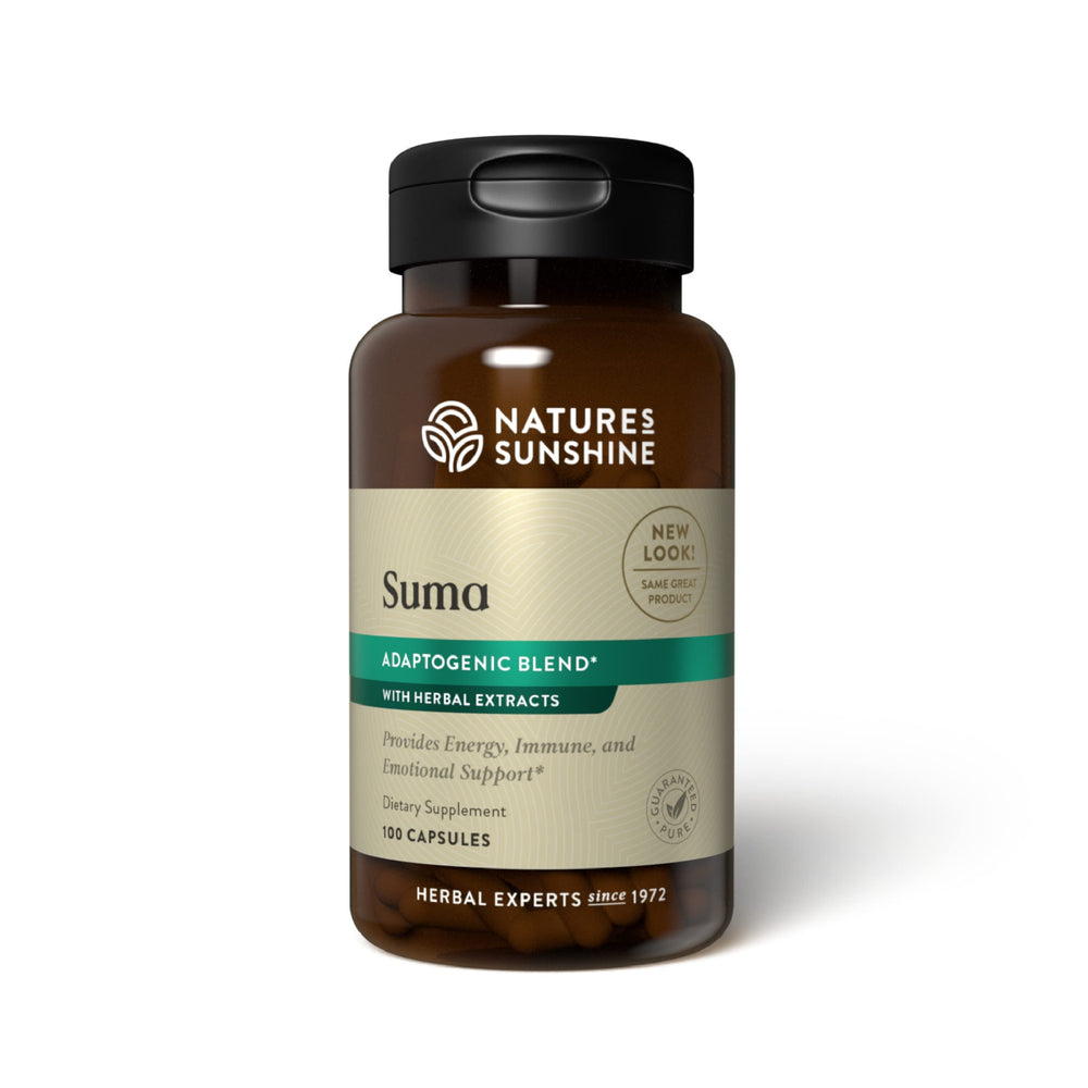 Front view of Nature's Sunshine Suma Combination bottle showing 100 capsules