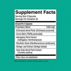 Close-up of the Suma Combination label highlighting key ingredients
