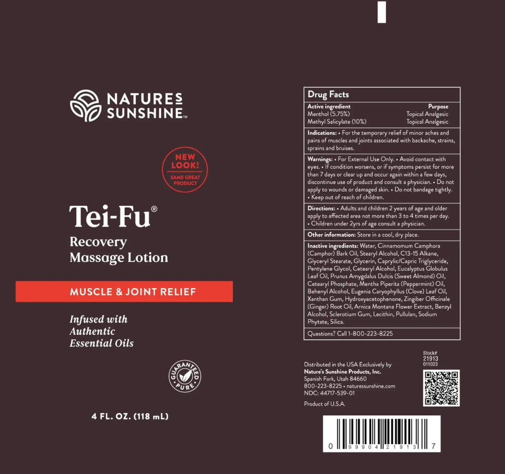 Nature's Sunshine Tei-Fu Recovery Massage Lotion product display