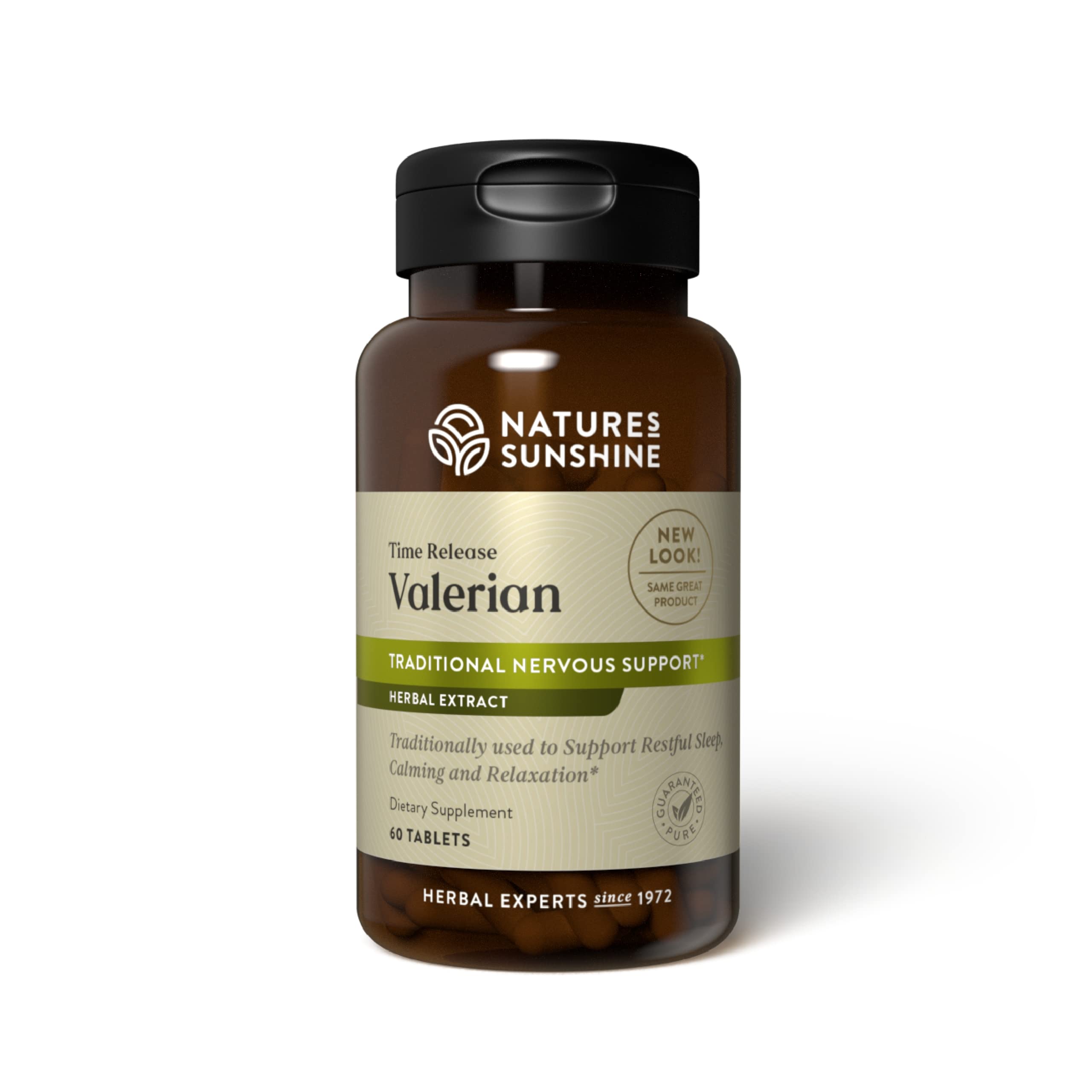 Nature's Sunshine Valerian Root Extract Time Release 60 Capsules bottle