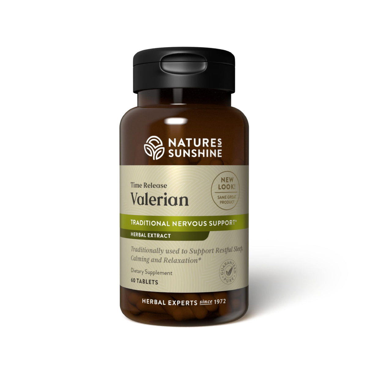Nature's Sunshine Valerian Root Extract Time Release 60 Capsules bottle