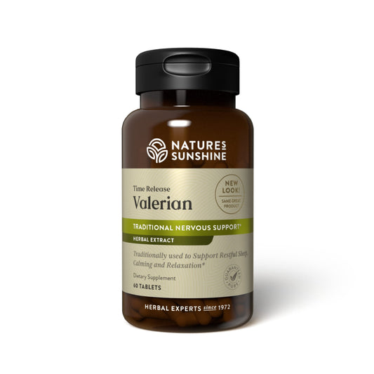 Nature's Sunshine Valerian Root Extract Time Release 60 Capsules bottle