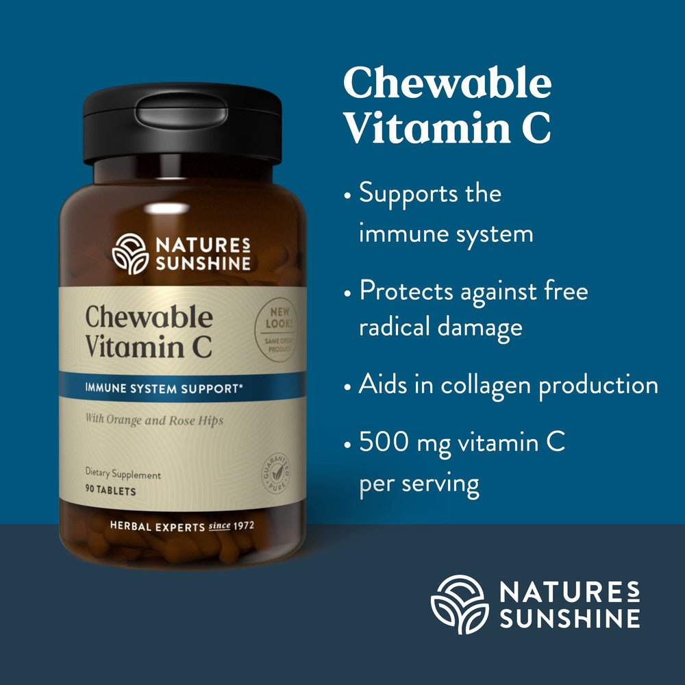Label highlighting 250 mg Vitamin C per tablet and ingredients