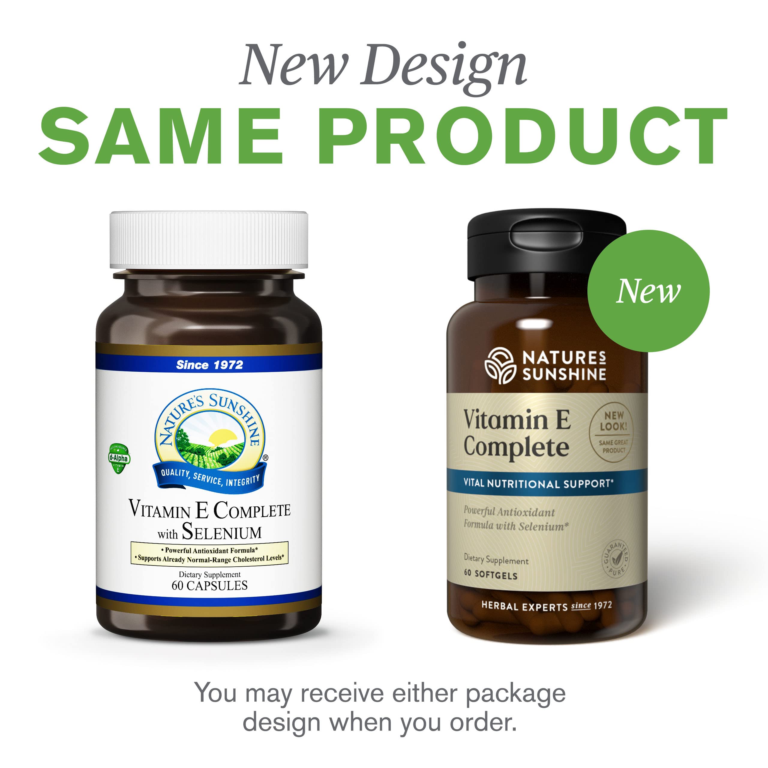 Nature's Sunshine branding on Vitamin E Complete label