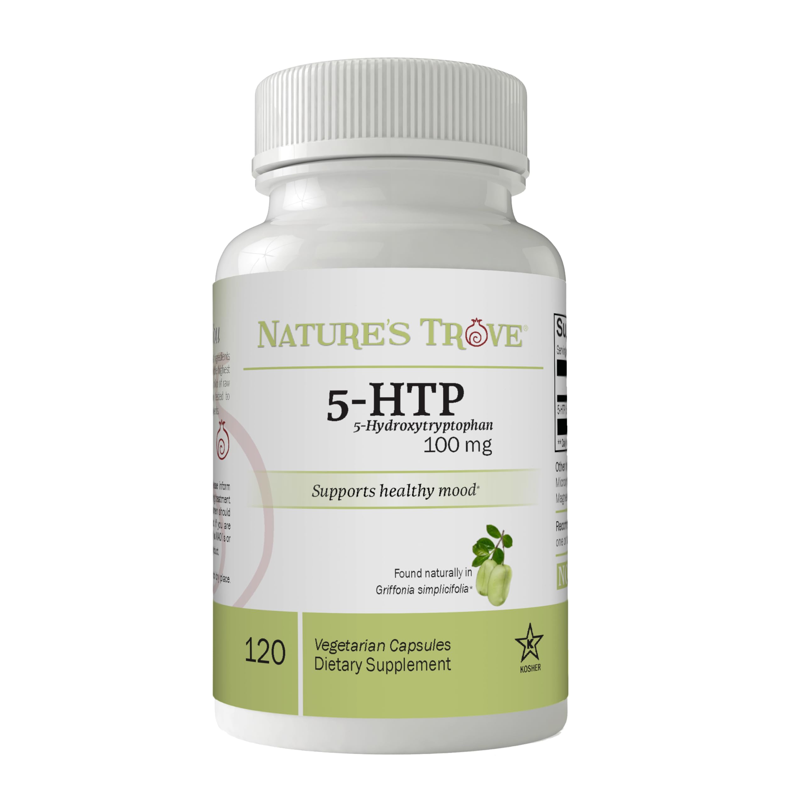 Nature's Trove 5-HTP bottle on a white background