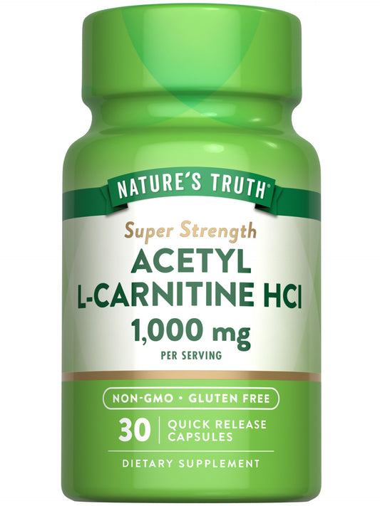 Front view of Nature's Truth Acetyl L-Carnitine 1000mg bottle