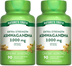 Nature's Truth Ashwagandha Capsules 3000mg Pack of 2 – front view of bottle