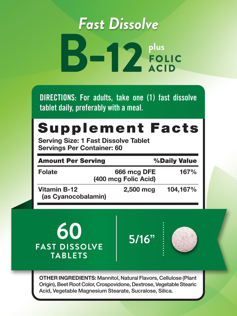 Close-up of Nature's Truth B12 tablets