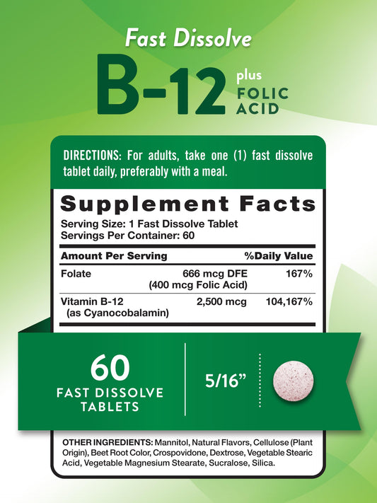 Close-up of Nature's Truth B12 tablets