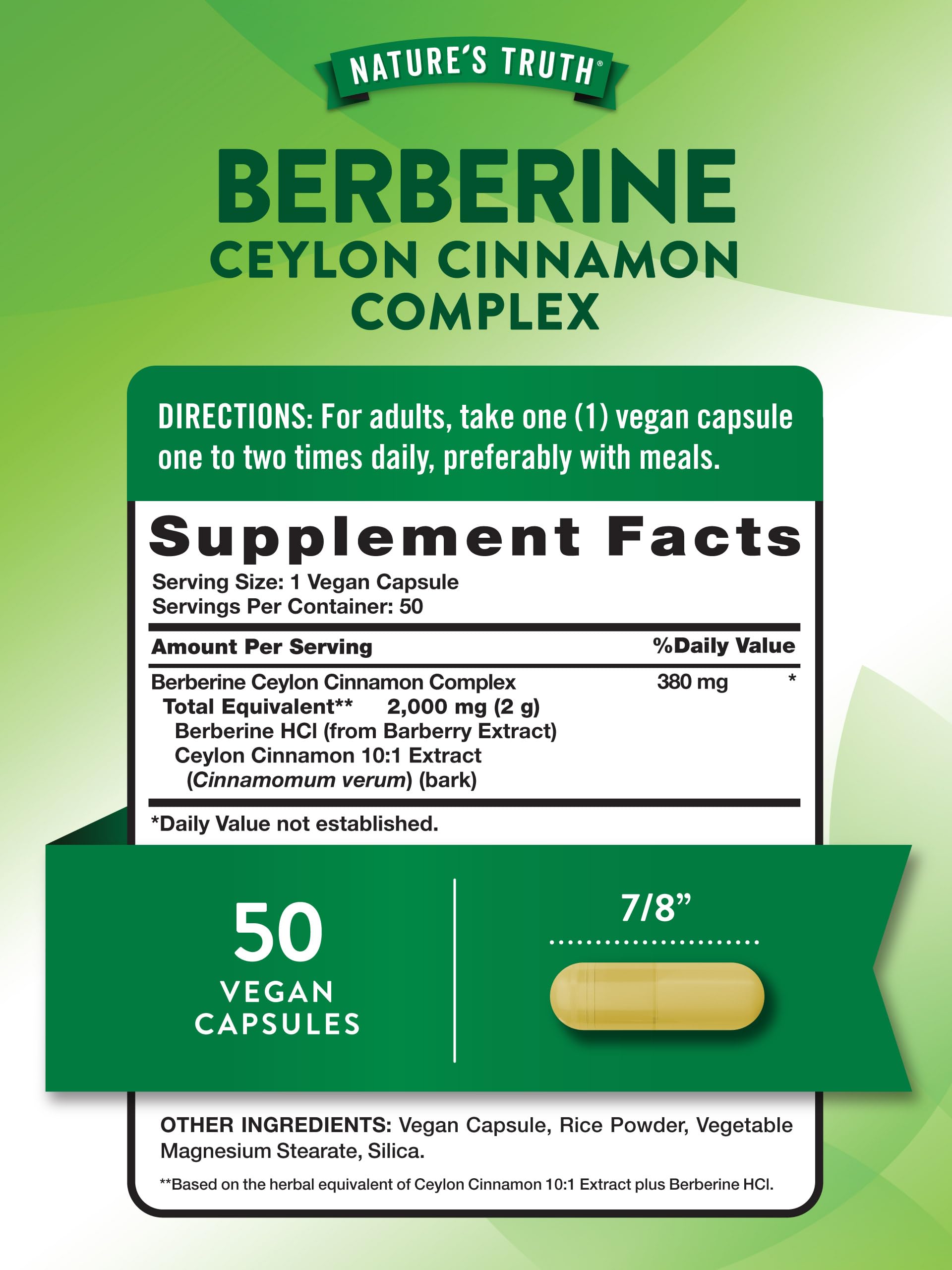 Label showing 2,000 mg per vegan capsule