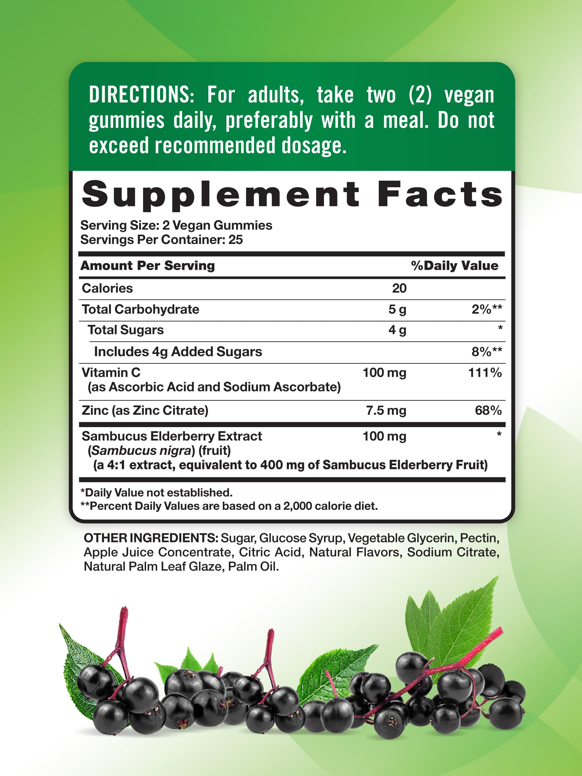 Berry-flavored Nature's Truth Black Elderberry Gummies serving
